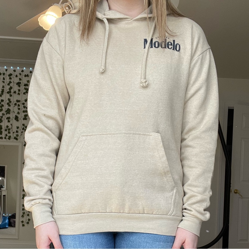 ModelCo Tan Sweater Relaxed Fit Adjustable Hood